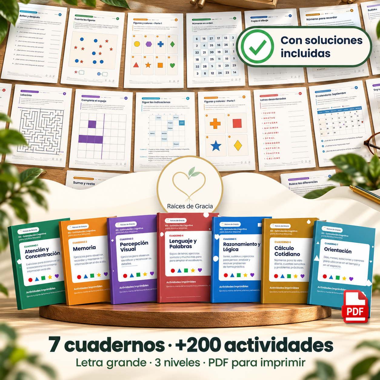 Kit de Estimulación Cognitiva: 7 cuadernos con más de 200 actividades imprimibles